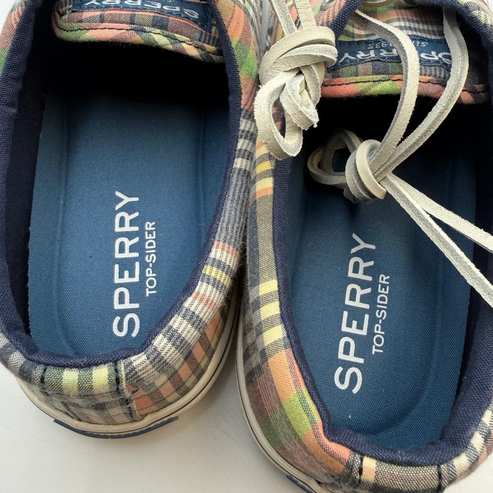 Sperry Top-Sider Mens Plaid Canvas Deck Shoes Multi Color STS22401 Size 10.5 - Picture 4 of 5